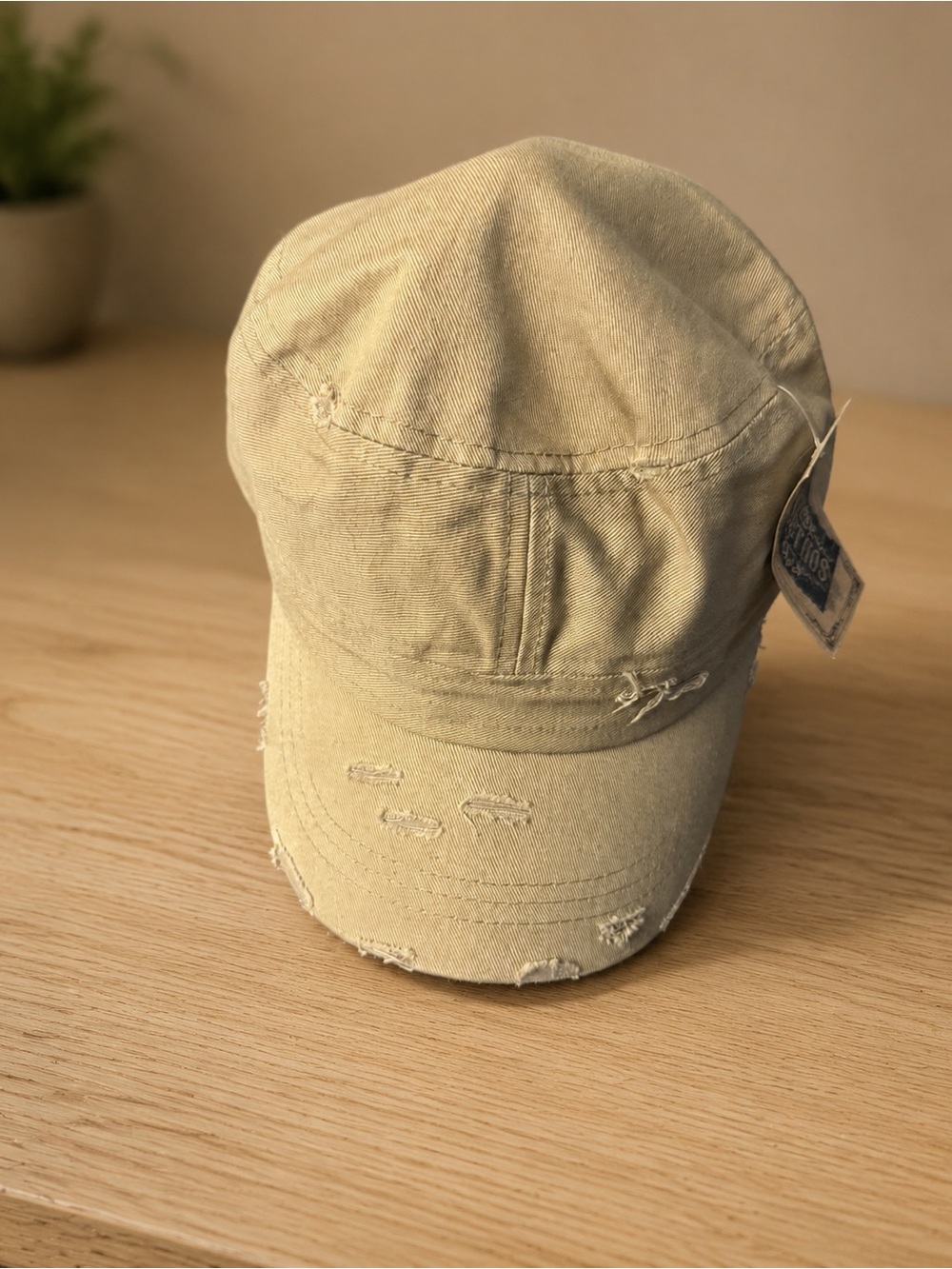KBETHOS Distressed Tan Cotton Camp Cap